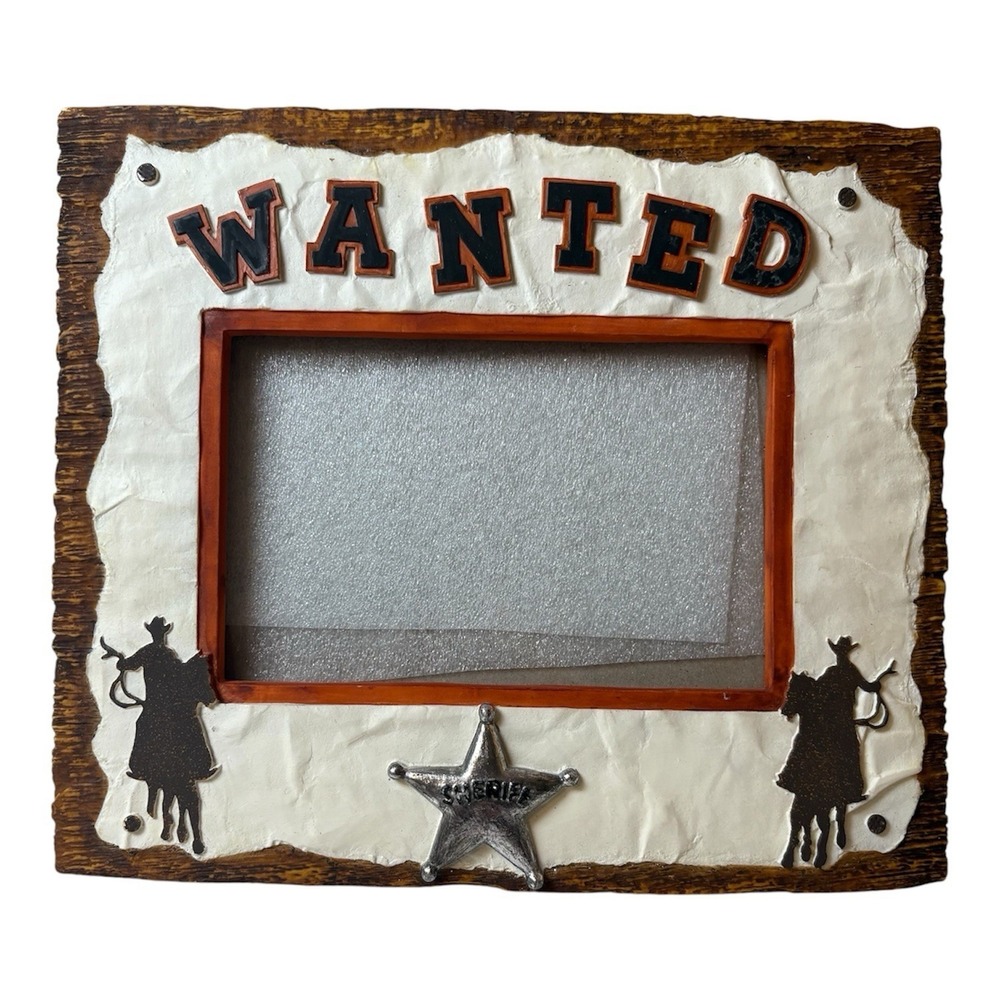 Sonoma Hand Painted Cowboy Theme Picture Frame..."WANTED" 4‎ X 6